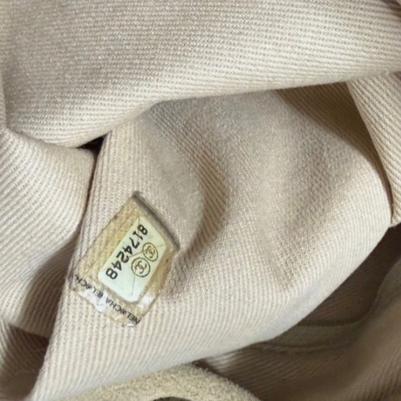 Chanel Fishnet Rope Coco Mark Camellia Tote Handbag Canvas Leather Beige - Picture 10 of 11